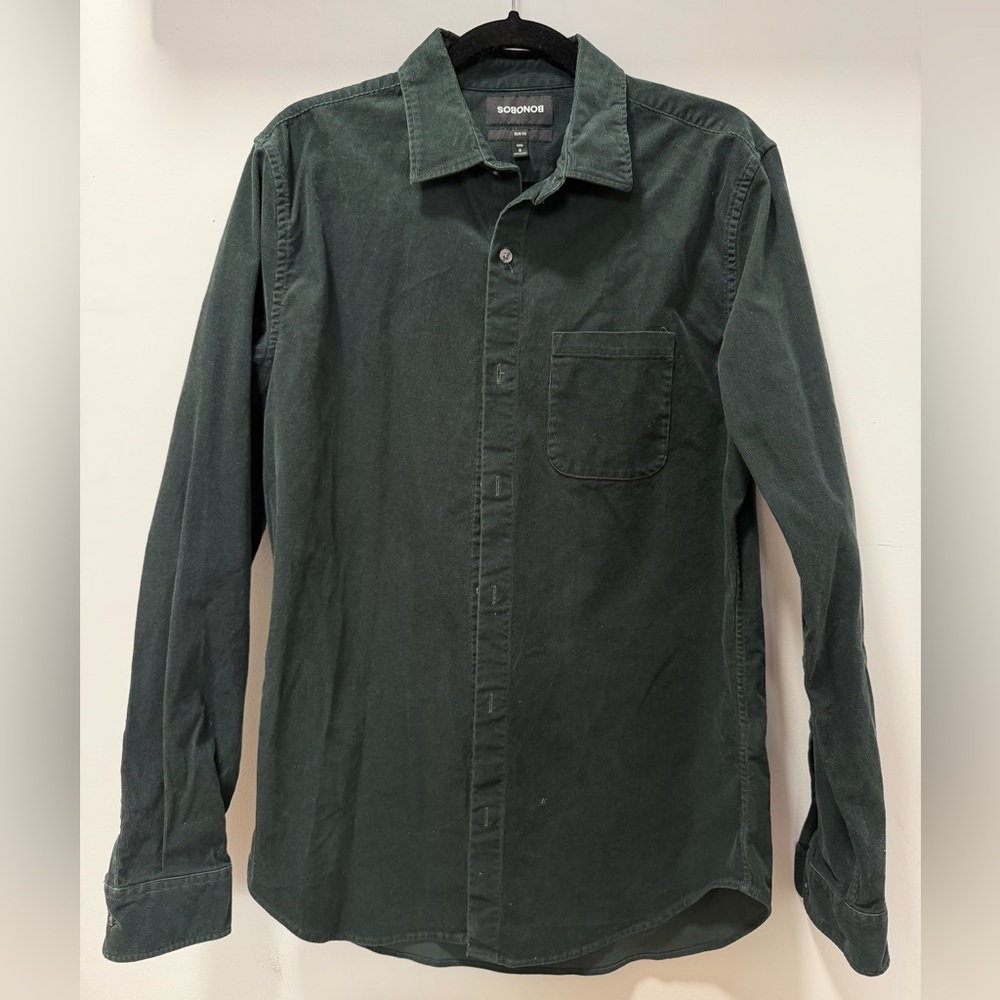 Bonobos Forest Green Corduroy collared shirt